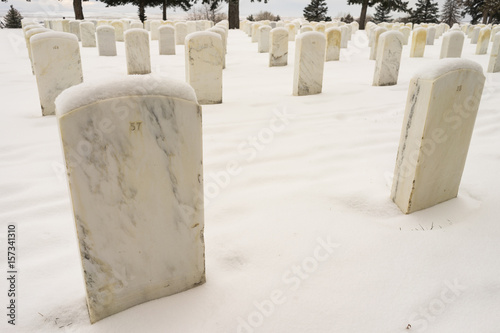 Numbered Marble Headstones Gravestones Little Big Horn Battlefield photo