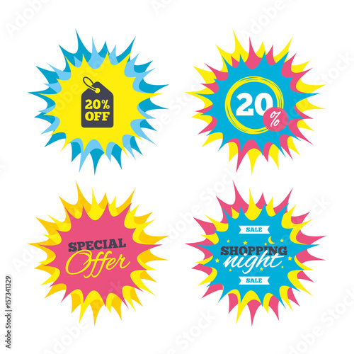 20 percent sale price tag sign icon.