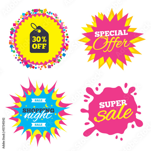 30 percent sale price tag sign icon.