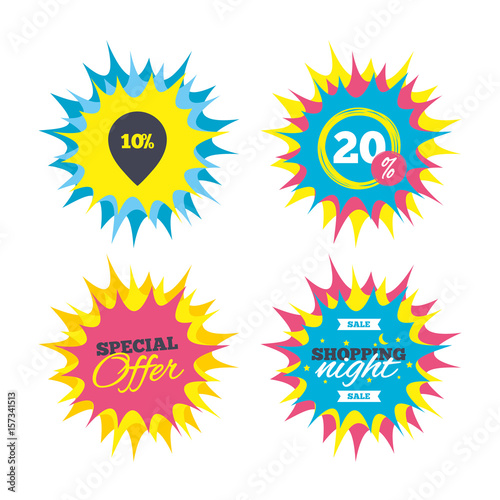 10 percent sale pointer tag sign icon.