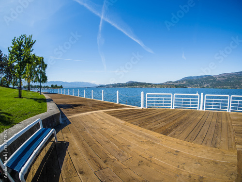 Promenade along the Okanagan Lake waterfront in Kelowna, BC