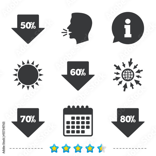 Sale arrow tag icons. Discount symbols.