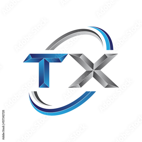 Simple initial letter logo modern swoosh TX
