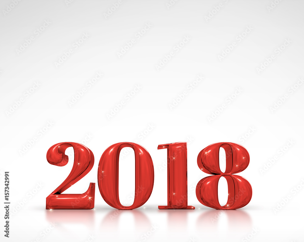 2018 new year red number (3d rendering) on white studio room,Holiday card,Leave space for adding text. 2018 new year red number (3d rendering) on white studio room,Holiday card,Leave space for adding text.