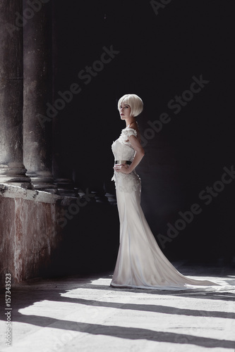 portrait of a fashion blonde bride