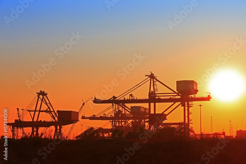 Port crane unloading container ships