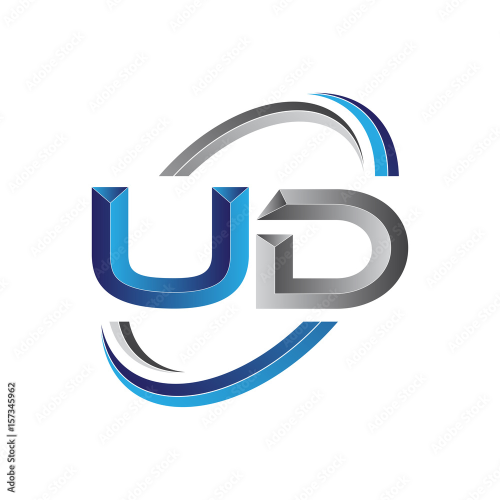 Simple initial letter logo modern swoosh UD