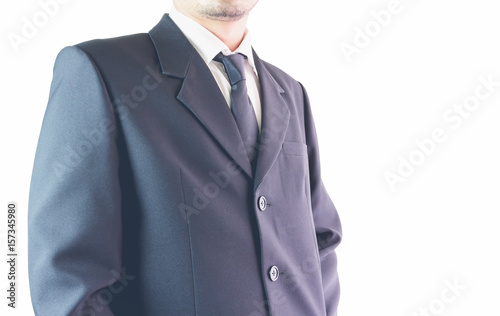 Businessman standing on Black ground White