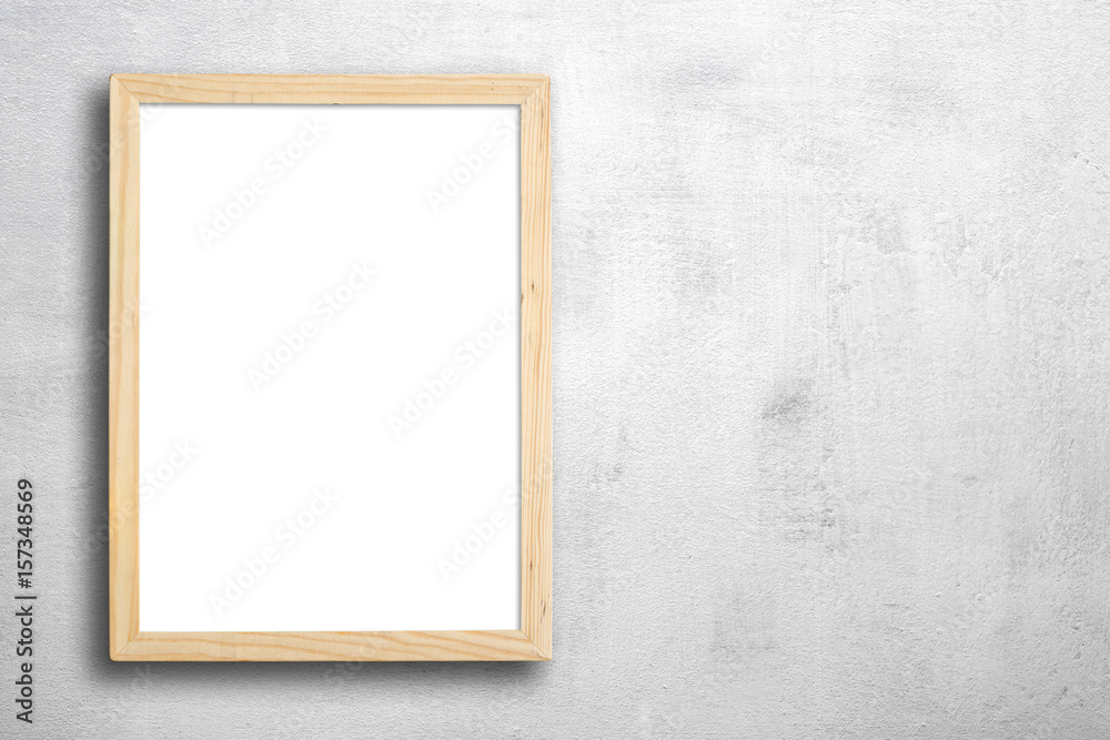 Old picture frame on white cement wall. Old picture frame on white cement wall.