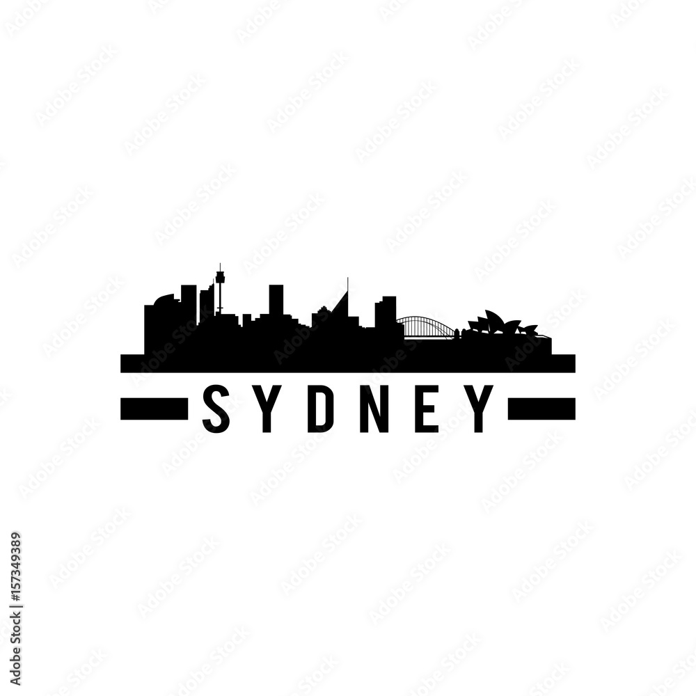 Silhouette of City Skyline Landscape of Sydney City