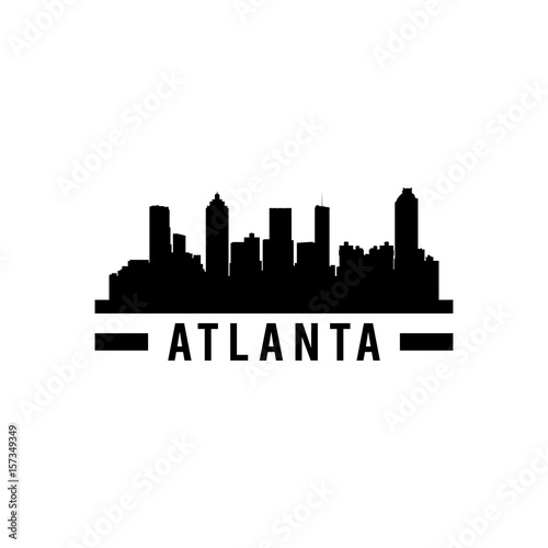 Silhouette of City Skyline Landscape of Atlanta Georgia city