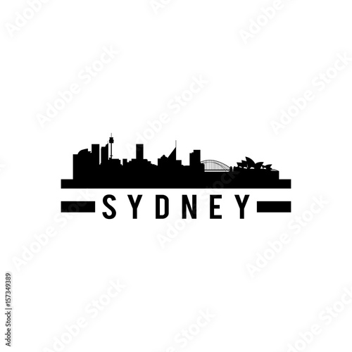 Silhouette of City Skyline Landscape of Sydney City