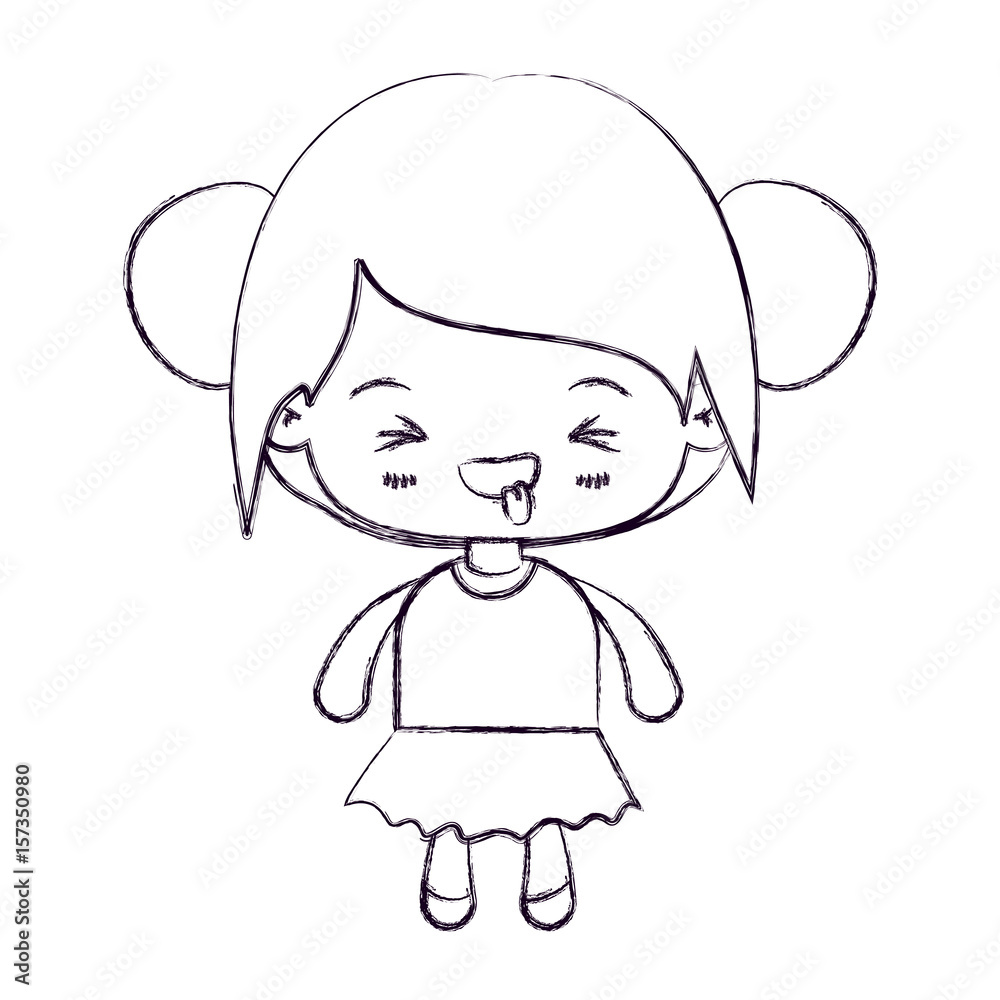 blurred thin silhouette of kawaii little girl with collected hair and facial expression unpleasant vector illustration blurred thin silhouette of kawaii little girl with collected hair and facial expression unpleasant vector illustration