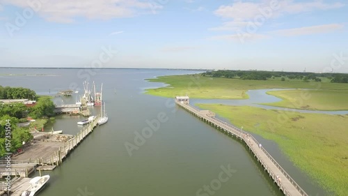 Wallpaper Mural Aerial view of Shem Creek docks with fishing boats Torontodigital.ca