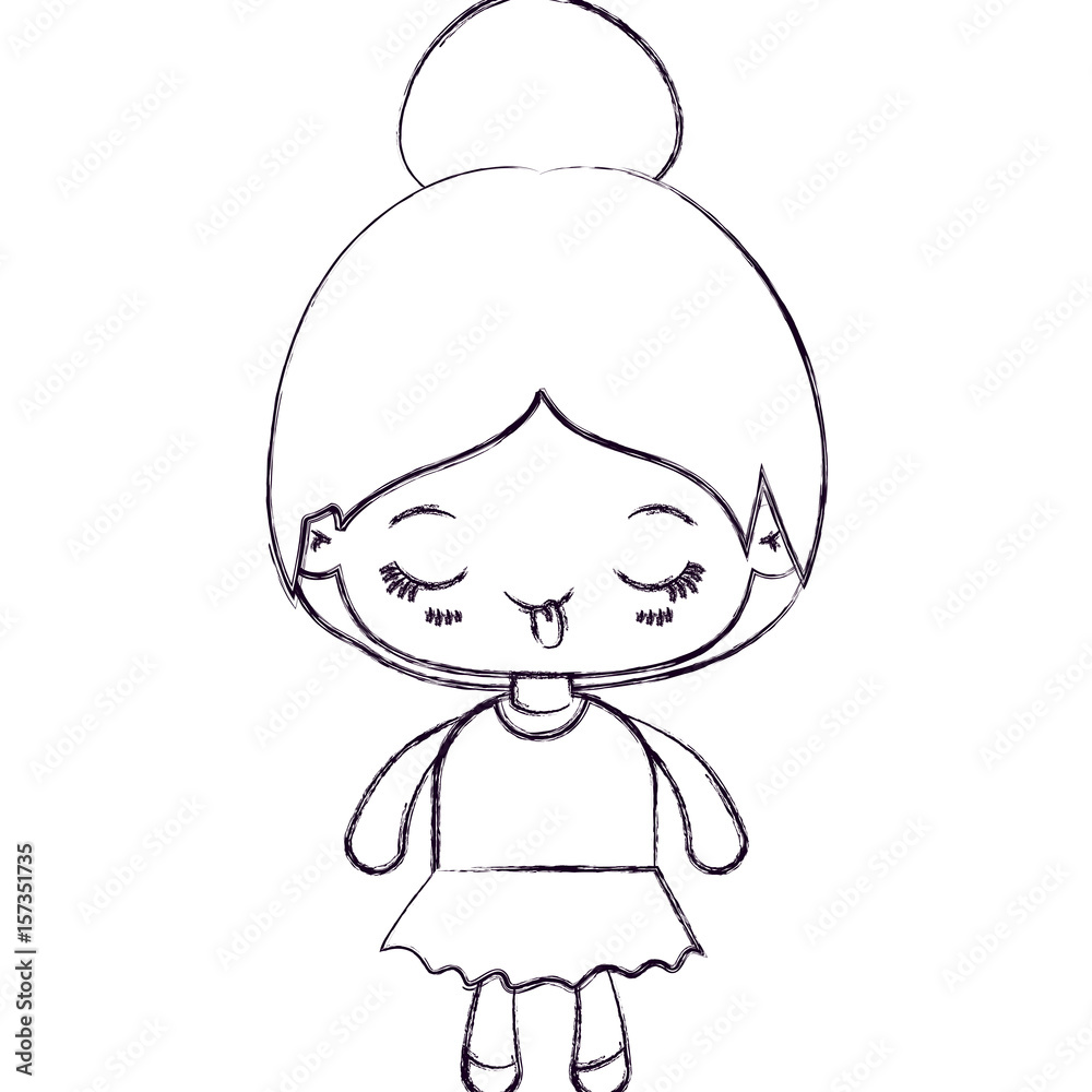 blurred thin silhouette of kawaii little girl with collected hair and funny facial expression vector illustration blurred thin silhouette of kawaii little girl with collected hair and funny facial expression vector illustration