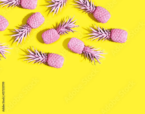Pink painted pinapples