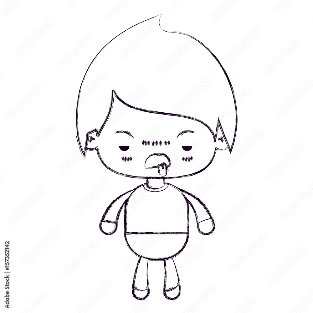 blurred thin silhouette of kawaii little boy with unpleasant facial expression vector illustration blurred thin silhouette of kawaii little boy with unpleasant facial expression vector illustration