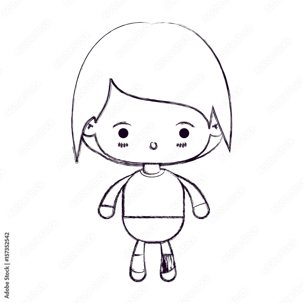 blurred thin silhouette of kawaii little boy with facial expression of surprise vector illustration
