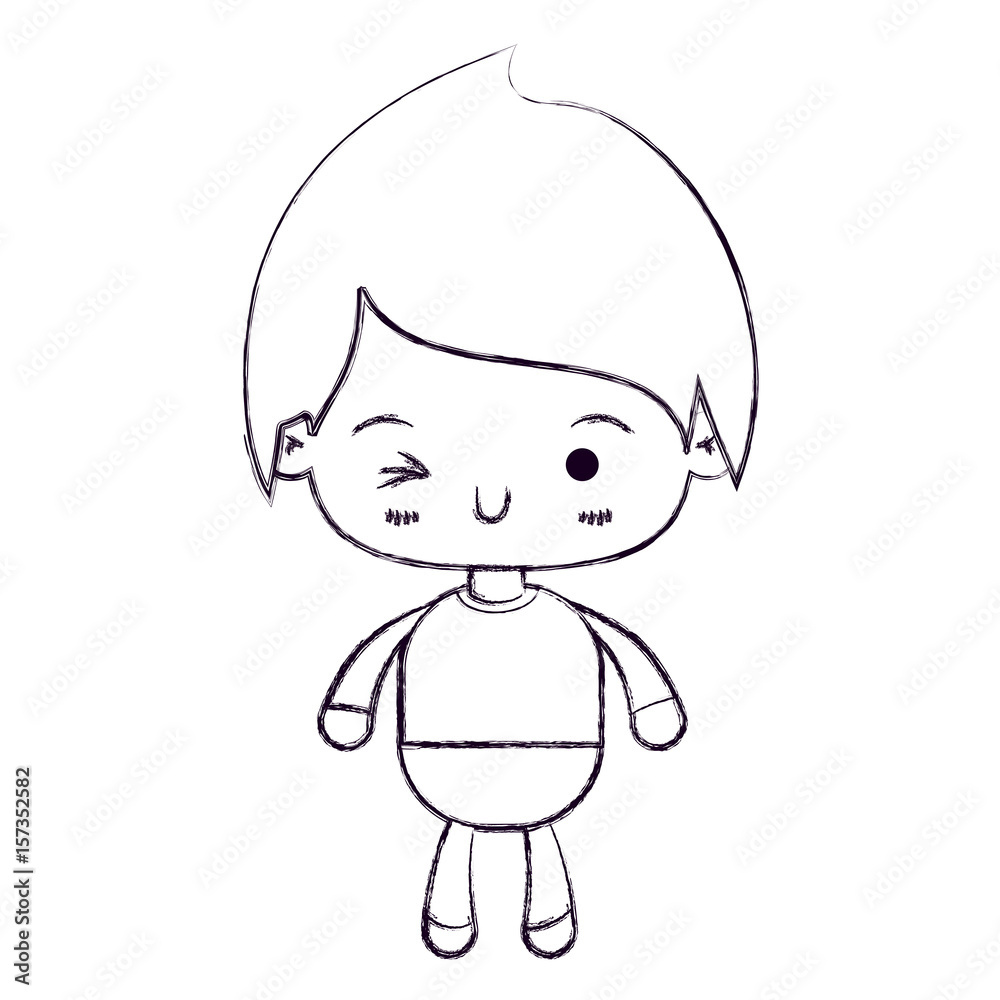 blurred thin silhouette of kawaii little boy winking eye vector illustration blurred thin silhouette of kawaii little boy winking eye vector illustration