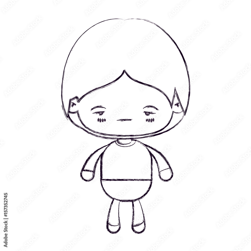 blurred thin silhouette of kawaii little boy with facial expression nervous vector illustration blurred thin silhouette of kawaii little boy with facial expression nervous vector illustration
