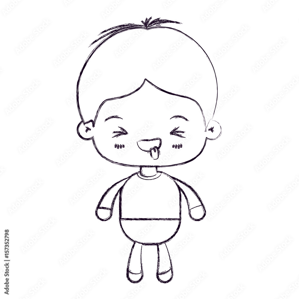 blurred thin silhouette of kawaii little boy with facial expression funny with closed eyes vector illustration blurred thin silhouette of kawaii little boy with facial expression funny with closed eyes vector illustration