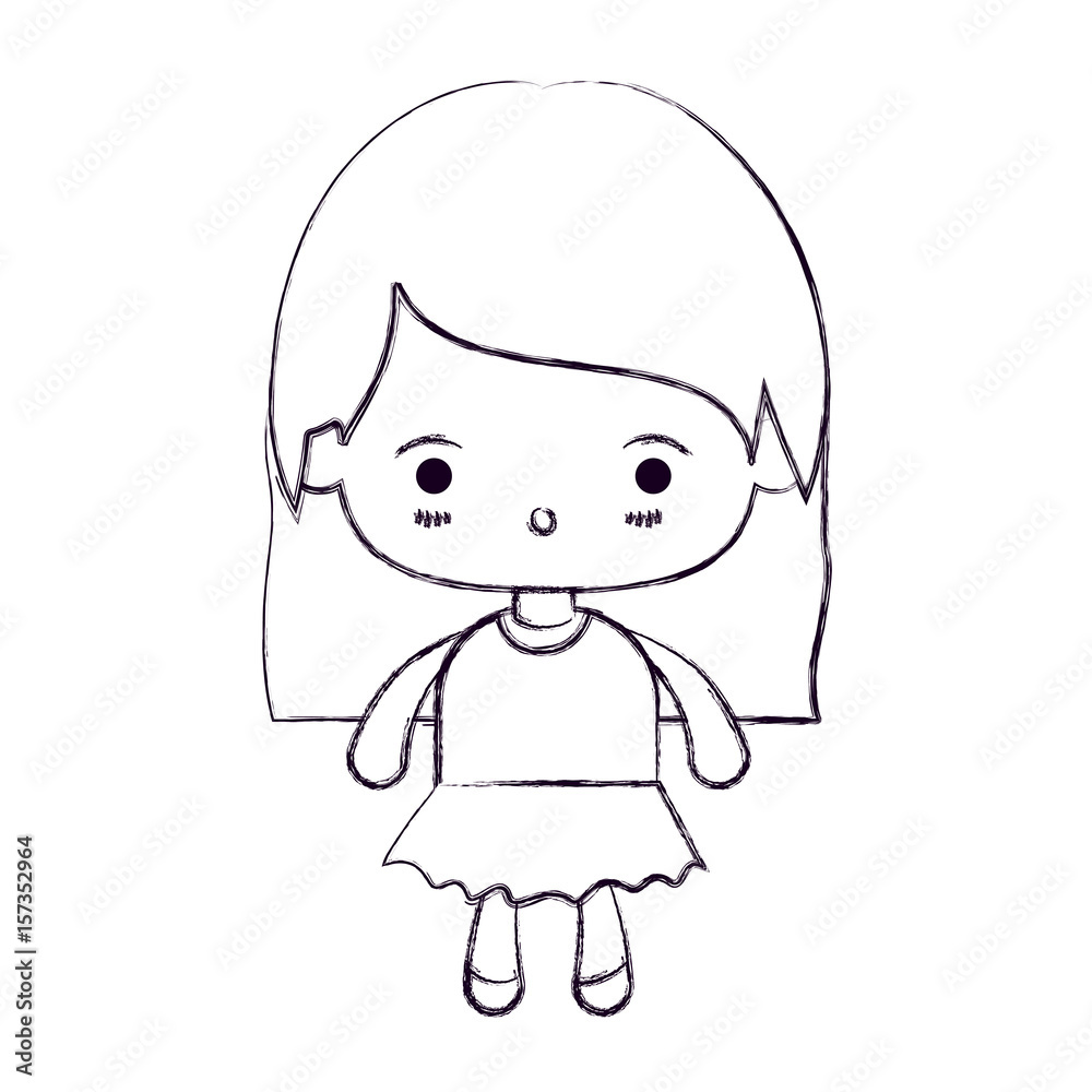 blurred thin silhouette of kawaii little girl with straight hair and facial expression surprised vector illustration blurred thin silhouette of kawaii little girl with straight hair and facial expression surprised vector illustration
