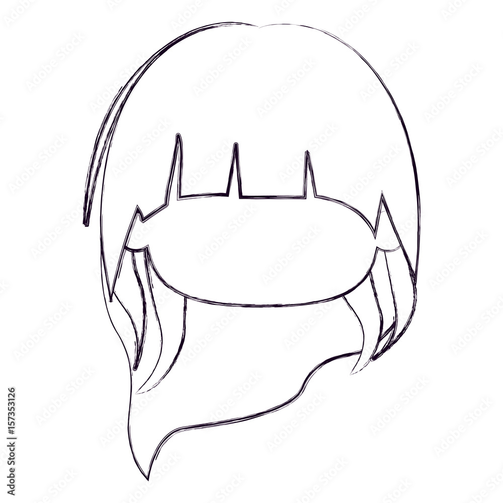blurred thin silhouette of faceless head of little girl with long hair vector illustration blurred thin silhouette of faceless head of little girl with long hair vector illustration