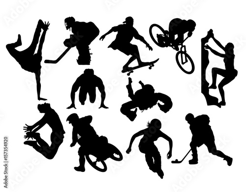Extreme Sport Activity Silhouettes, art vector design