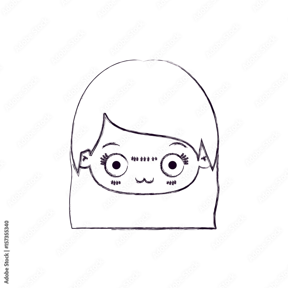 blurred thin silhouette of kawaii head of cute little girl with straight hair and facial expression depressed vector illustration blurred thin silhouette of kawaii head of cute little girl with straight hair and facial expression depressed vector illustration