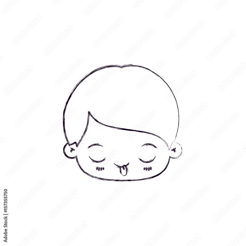 blurred thin silhouette of kawaii head of little boy with funny facial expression vector illustration