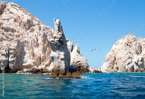 Neptunes Finger rock formation at Lands End at Cabo San Lucas Baja Mexico BCS