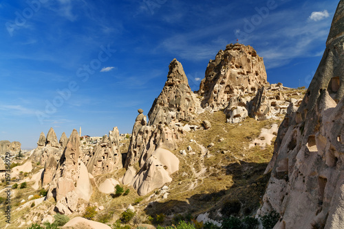 View of Uchisar castle. Cappadocia. Turkey