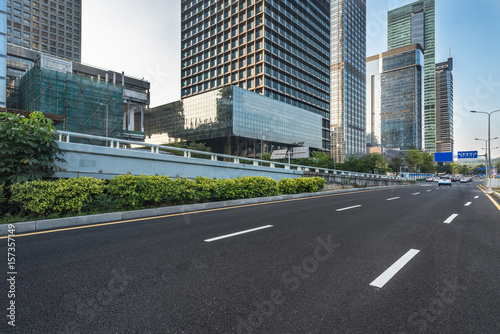 Photography Empty downtown street intersection,shot in Shanghai,China.