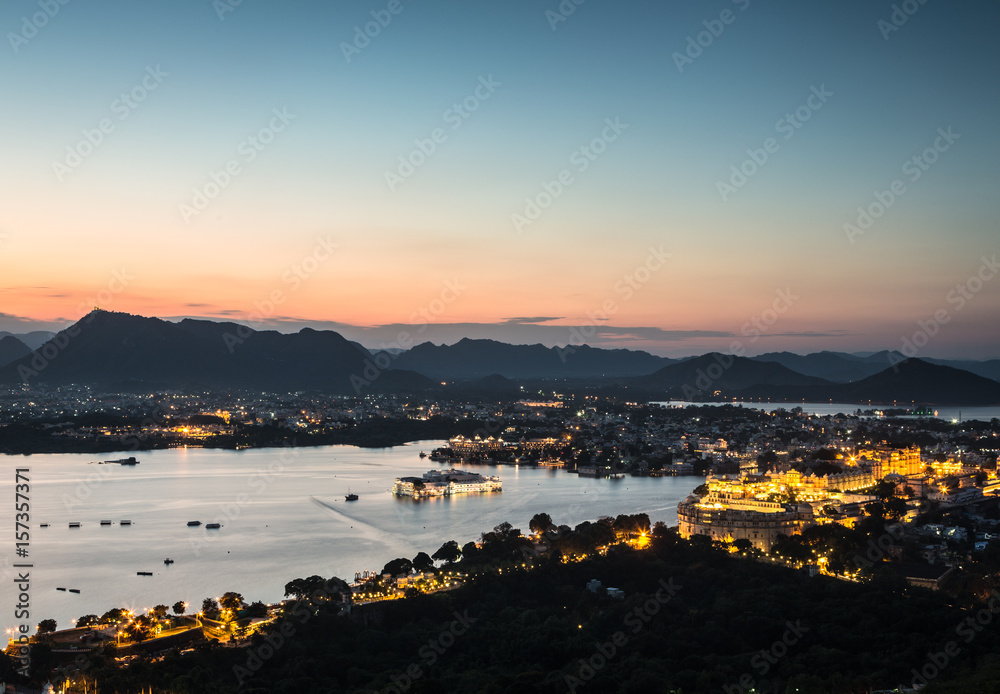 Sunset over Udaipur in India