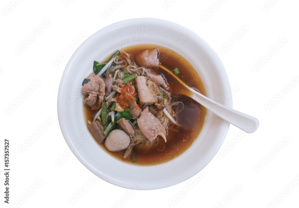 Beef and offal noodle, Thai style with clipping path Beef and offal noodle, Thai style with clipping path