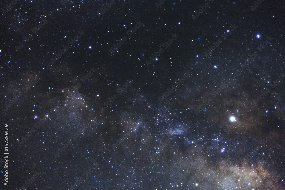 Close-up of Milky way galaxy with stars and space dust in the universe