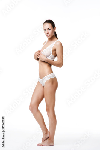 Beautiful female in white underwear