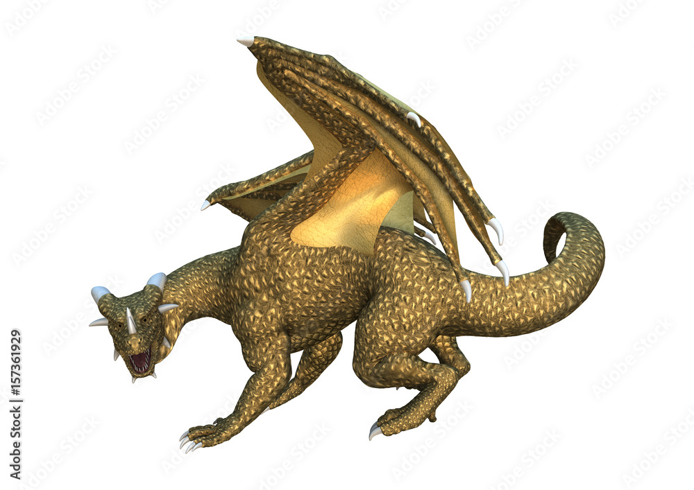 Fototapeta premium 3D Rendering Fantasy Dragon on White