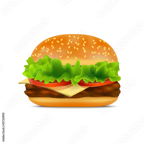 Realistic Detailed Fast Food Burger. Vector