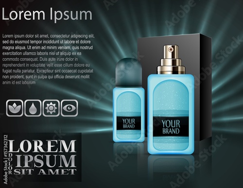 Realistic plastic perfume bottles with package box