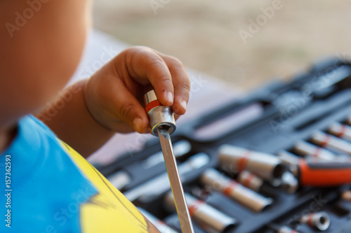 Thailand fun for the kids enjoyed playing with tools,Learning technical skills usage.