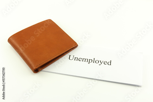 Brown wallet with unemployed on a white background