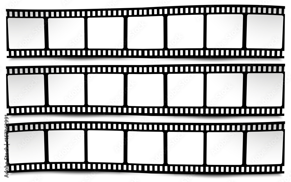 Film, movie, photo, filmstrip on white in black and white colors Film, movie, photo, filmstrip on white in black and white colors