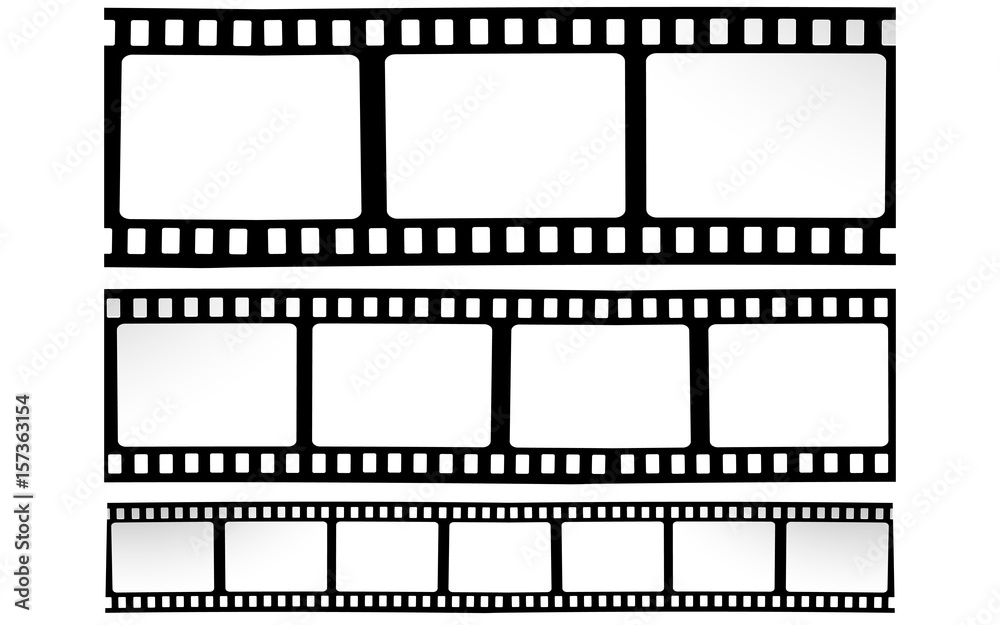 Film, movie, photo, filmstrip on white in black and white colors Film, movie, photo, filmstrip on white in black and white colors