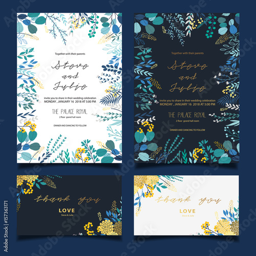 wedding invitation card with  flower Templates