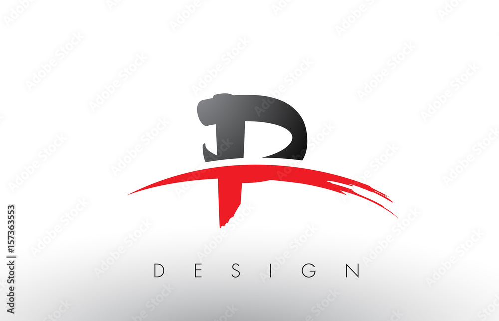 P Brush Logo Letters with Red and Black Swoosh Brush Front P Brush Logo Letters with Red and Black Swoosh Brush Front