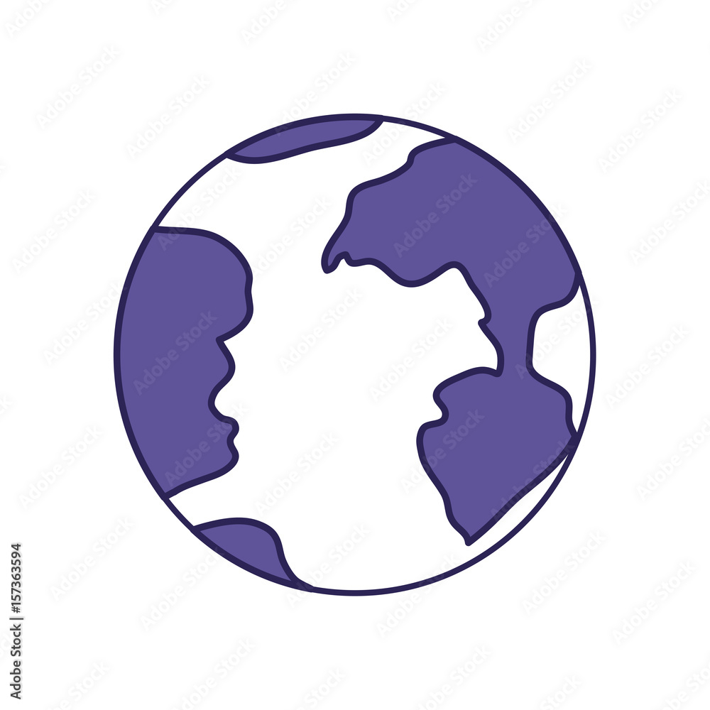 purple line contour of earth globe icon vector illustration purple line contour of earth globe icon vector illustration