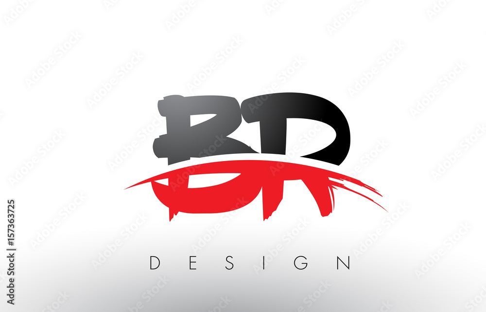 BR B R Brush Logo Letters with Red and Black Swoosh Brush Front Stock ...