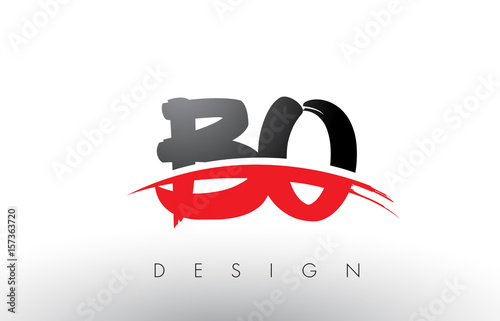 BO B O Brush Logo Letters with Red and Black Swoosh Brush Front