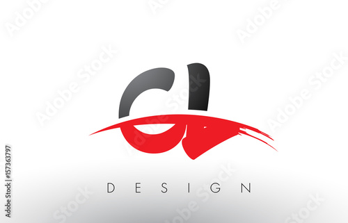 CL C L Brush Logo Letters with Red and Black Swoosh Brush Front